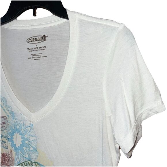Cariloha Tee Shirt Cozumel Short Sleeve V Neck Medium - Picture 2 of 4